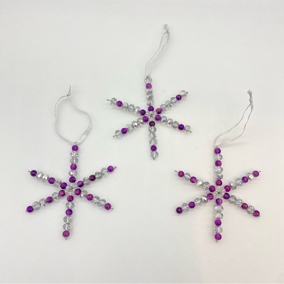 Hand Crafted Other - Snowflake Christmas Tree Ornaments Window Charms Set of 3 Handmade